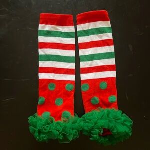 Holiday Christmas leg warmers with ruffle bottom